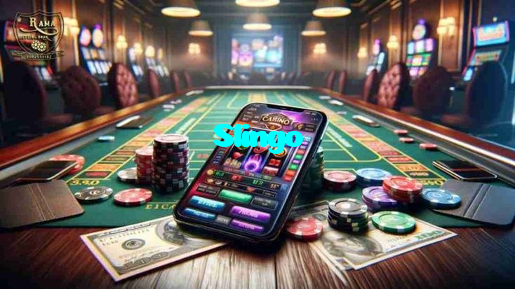 Slingo casino presented on mobile device in Pakistan with slots and live games